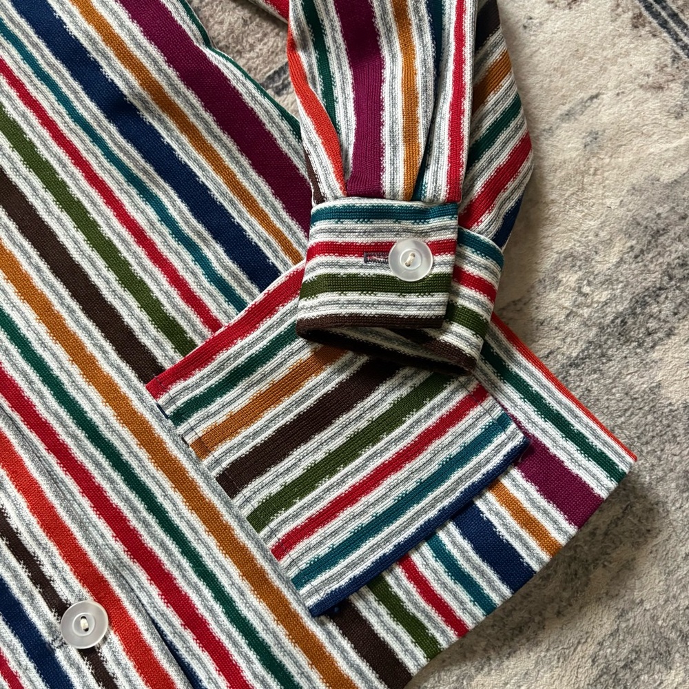 Vintage 70s striped long sleeve shirt size M multi color - Picture 5 of 10